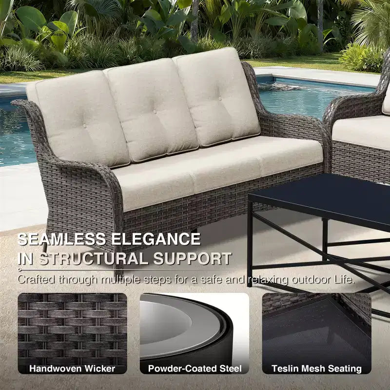 Set da esterno Premium UPTIOT con poltrone girevoli e pouf multiuso