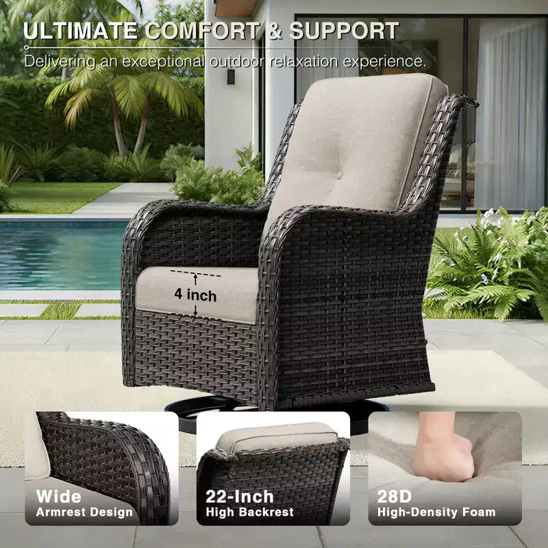 Set da esterno Premium UPTIOT con poltrone girevoli e pouf multiuso