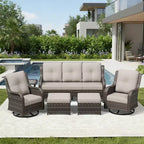 Set da esterno Premium UPTIOT con poltrone girevoli e pouf multiuso