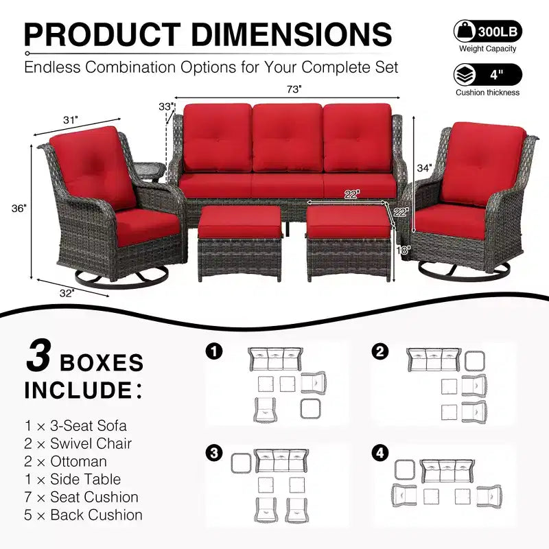 Set da esterno Premium UPTIOT con poltrone girevoli e pouf multiuso