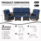 Set da esterno Premium UPTIOT con poltrone girevoli e pouf multiuso