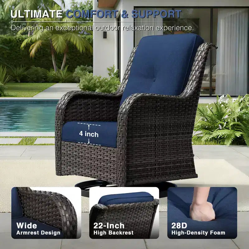 Set da esterno Premium UPTIOT con poltrone girevoli e pouf multiuso