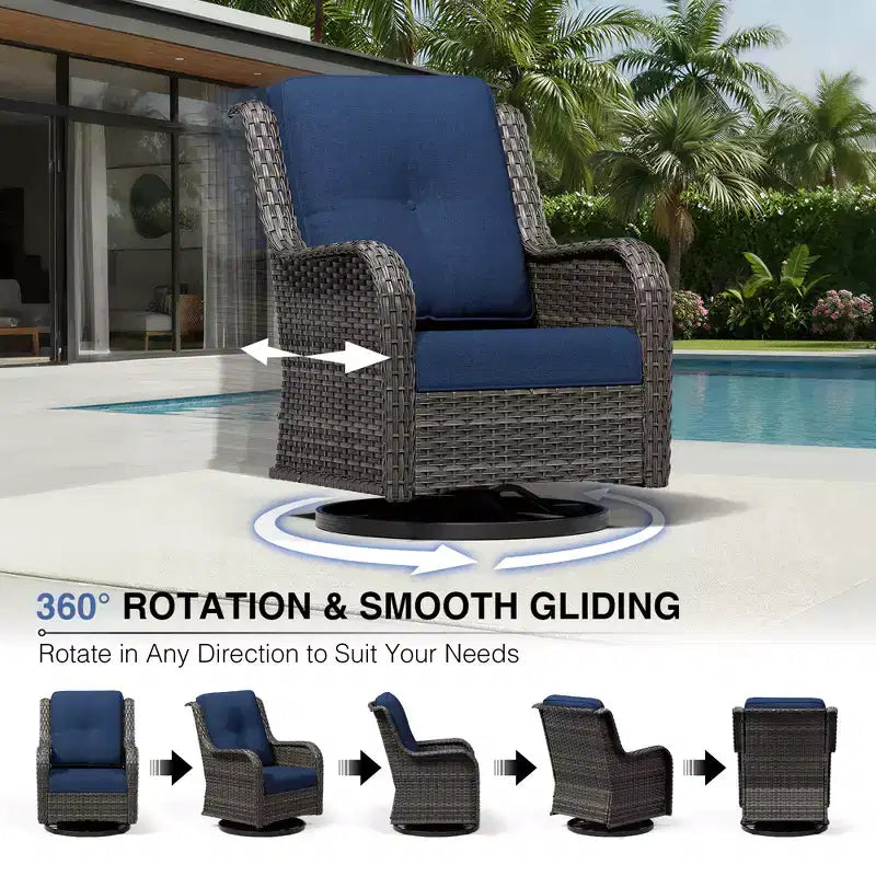 Set da esterno Premium UPTIOT con poltrone girevoli e pouf multiuso
