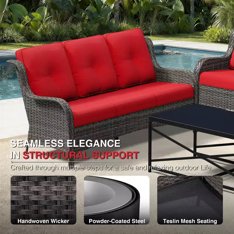 Set da esterno Premium UPTIOT con poltrone girevoli e pouf multiuso