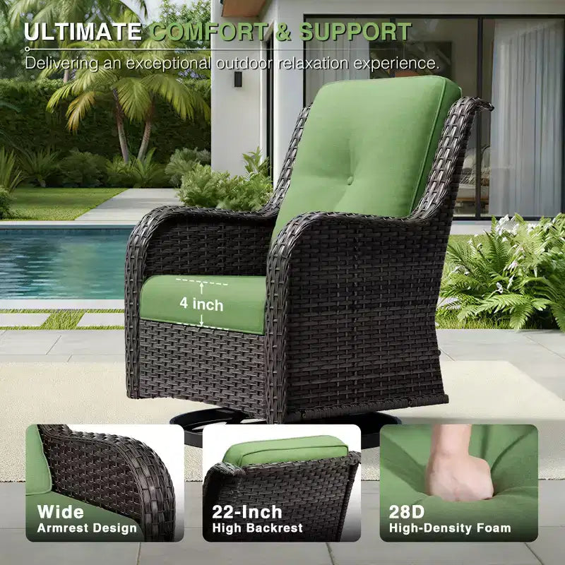 Set da esterno Premium UPTIOT con poltrone girevoli e pouf multiuso