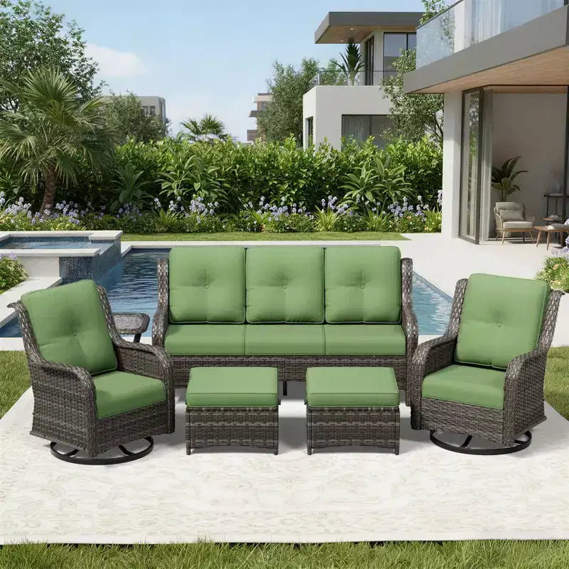 Set da esterno Premium UPTIOT con poltrone girevoli e pouf multiuso