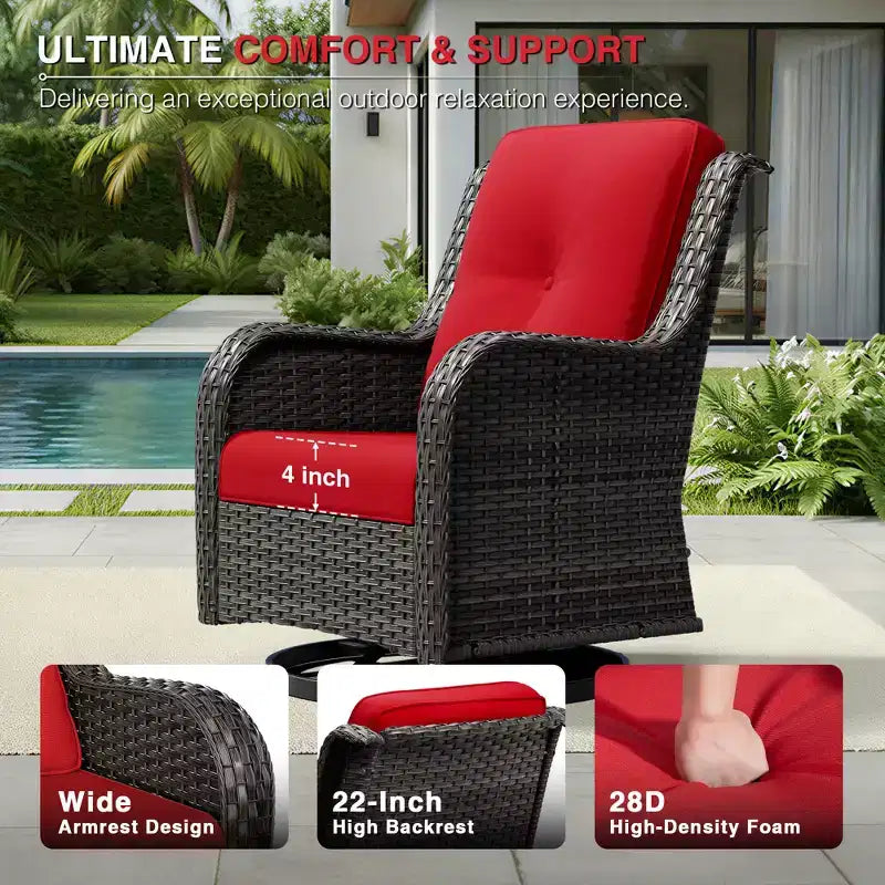 Set da esterno Premium UPTIOT con poltrone girevoli e pouf multiuso
