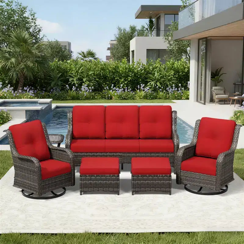 Set da esterno Premium UPTIOT con poltrone girevoli e pouf multiuso