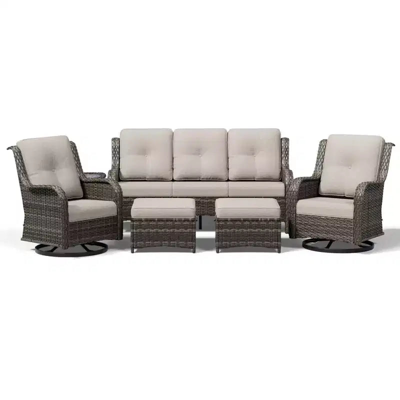 Set da esterno Premium UPTIOT con poltrone girevoli e pouf multiuso