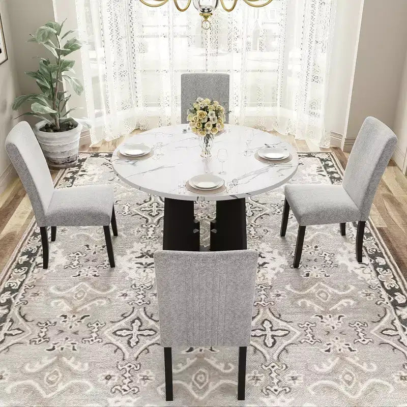 Set tavolo e sedie da pranzo da 5 pezzi con tavolo da 43 pollici, per sala da pranzo, cucina e soggiorno