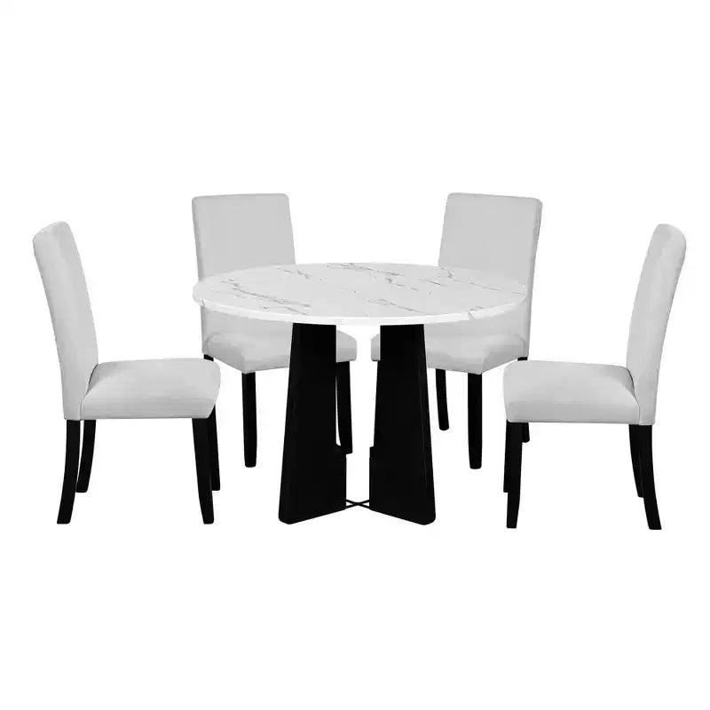 Set tavolo e sedie da pranzo da 5 pezzi con tavolo da 43 pollici, per sala da pranzo, cucina e soggiorno