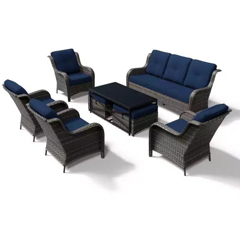 Set divano da esterno per tutte le stagioni UPTIOT con pouf convertibile e tavolino da caffè