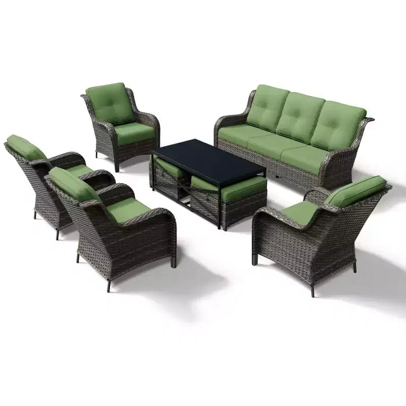 Set divano da esterno per tutte le stagioni UPTIOT con pouf convertibile e tavolino da caffè