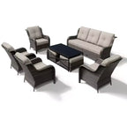 Set divano da esterno per tutte le stagioni UPTIOT con pouf convertibile e tavolino da caffè
