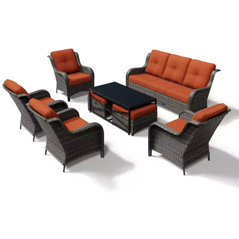 Set divano da esterno per tutte le stagioni UPTIOT con pouf convertibile e tavolino da caffè