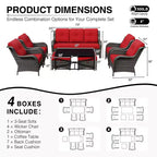 Set divano da esterno per tutte le stagioni UPTIOT con pouf convertibile e tavolino da caffè
