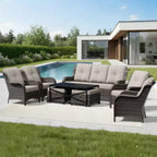 UPTIOT All-Weather Outdoor Sofa Set with Convertible Ottoman and Coffee Table