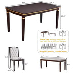 Set da pranzo GDFStudio Mathis da 6 pezzi con tavolo rettangolare da 60", 4 sedie imbottite con schienale alto e 1 panca