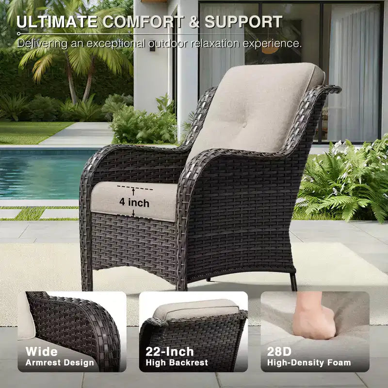 Set Divano Premium da Esterno UPTIOT con Sedie in Vimini, Pouf e Tavolino da Caffè