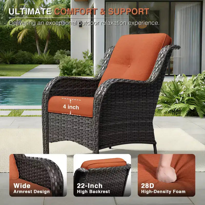 Set Divano Premium da Esterno UPTIOT con Sedie in Vimini, Pouf e Tavolino da Caffè