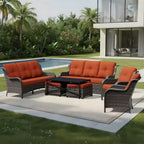 Set Divano Premium da Esterno UPTIOT con Sedie in Vimini, Pouf e Tavolino da Caffè