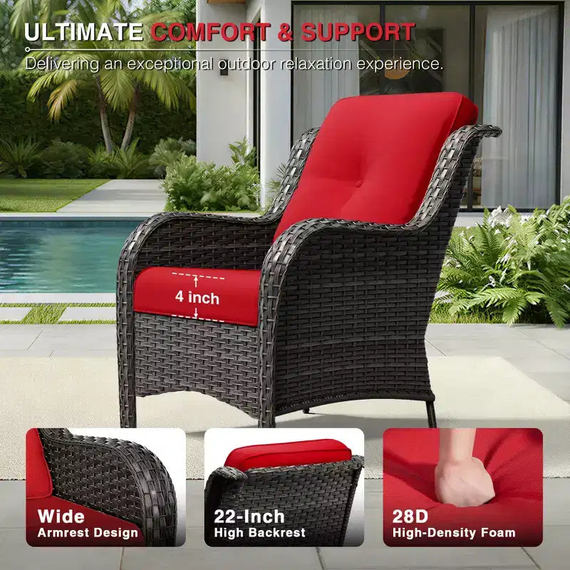 Set Divano Premium da Esterno UPTIOT con Sedie in Vimini, Pouf e Tavolino da Caffè