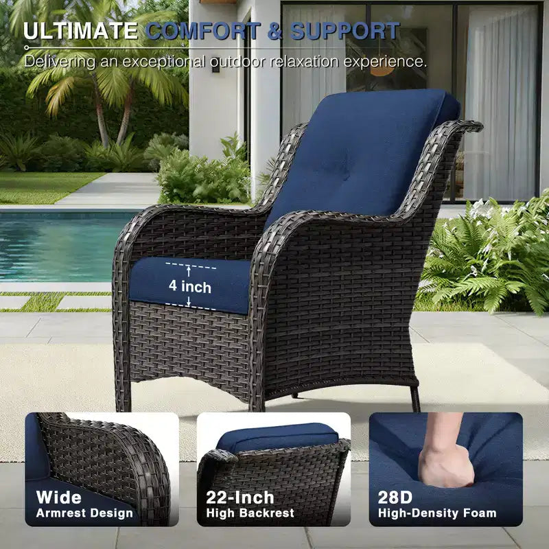 Set Divano Premium da Esterno UPTIOT con Sedie in Vimini, Pouf e Tavolino da Caffè
