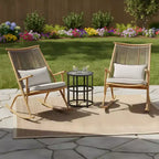 Set da esterno Christopher Knight Home Ilaria composto da 2 sedie a dondolo in rattan e tavolino con piano in ceramica