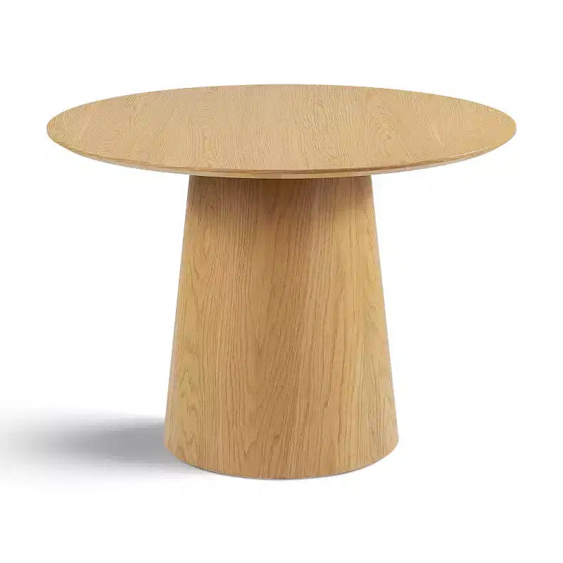 Set da pranzo rotondo da 5 pezzi, tavolo con piedistallo da 42" in rovere con 4 sedie imbottite in bouclé, schienali in legno di frassino e gambe in metallo - Panipeachy