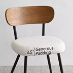 Set da pranzo rotondo da 5 pezzi, tavolo con piedistallo da 42" in rovere con 4 sedie imbottite in bouclé, schienali in legno di frassino e gambe in metallo - Panipeachy