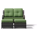 Set divano da esterno 2 posti in vimini UPTIOT con doppi pouf multifunzione