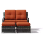 Set divano da esterno 2 posti in vimini UPTIOT con doppi pouf multifunzione