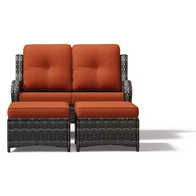 Set divano da esterno 2 posti in vimini UPTIOT con doppi pouf multifunzione