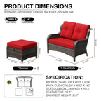 Set divano da esterno 2 posti in vimini UPTIOT con doppi pouf multifunzione