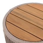Set da 2 pezzi per esterni Christopher Knight Home Yamina, composto da sedie girevoli in corda moderne e tavolino in legno di acacia