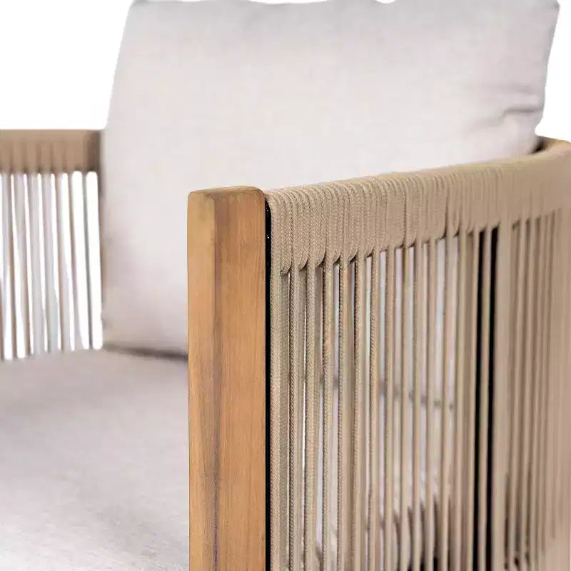 Set da 2 pezzi per esterni Christopher Knight Home Yamina, composto da sedie girevoli in corda moderne e tavolino in legno di acacia