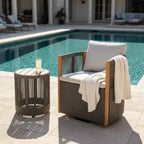 Set da 2 pezzi per esterni Christopher Knight Home Yamina, composto da sedie girevoli in corda moderne e tavolino in legno di acacia