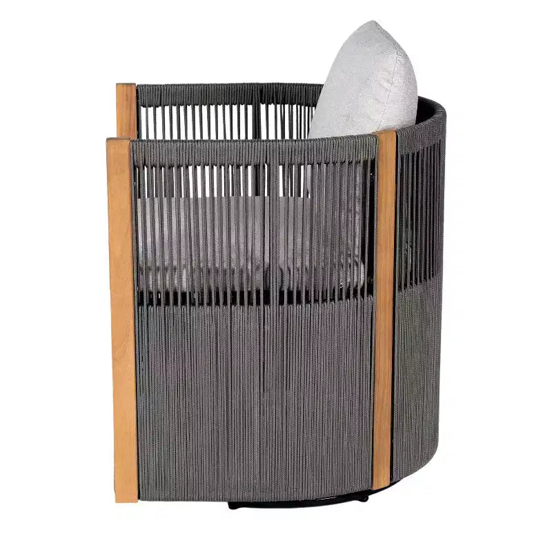 Set da 2 pezzi per esterni Christopher Knight Home Yamina, composto da sedie girevoli in corda moderne e tavolino in legno di acacia