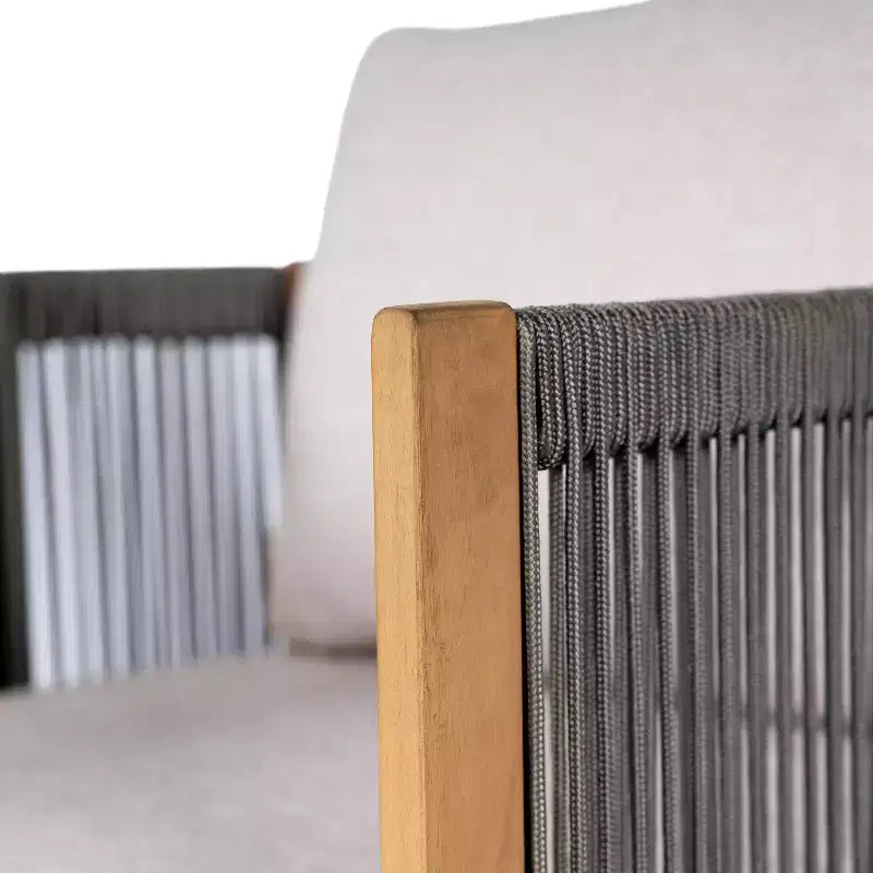 Set da 2 pezzi per esterni Christopher Knight Home Yamina, composto da sedie girevoli in corda moderne e tavolino in legno di acacia