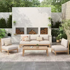 Christopher Knight Home Phachara Modern 4 Piece Acacia Wood Patio Seating Set with Rope-Woven Design and Cushions