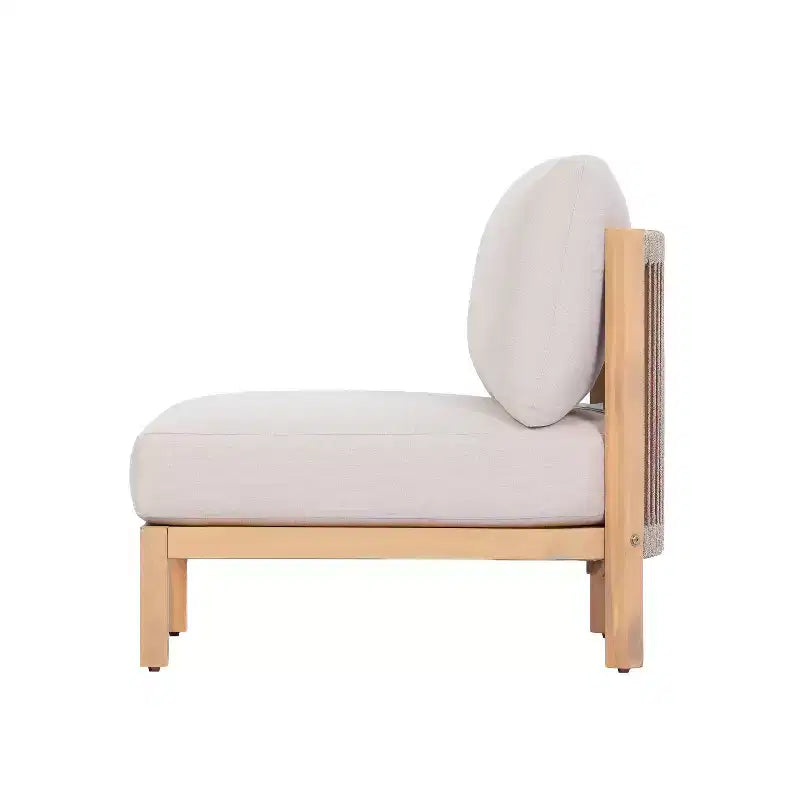 Set da giardino 4 pezzi Christopher Knight Home Phachara in legno di acacia dal design moderno con intreccio in corda e cuscini