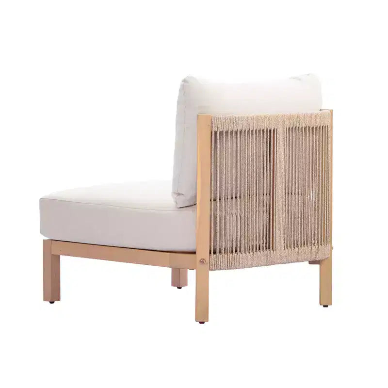 Set da giardino 4 pezzi Christopher Knight Home Phachara in legno di acacia dal design moderno con intreccio in corda e cuscini