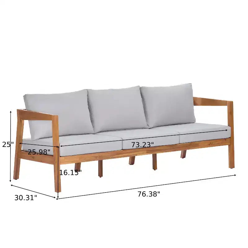 Christopher Knight Home Phachara Set da 4 Pezzi da Patio Moderno in Legno di Acacia con Cuscini e Tavolo a Doghe