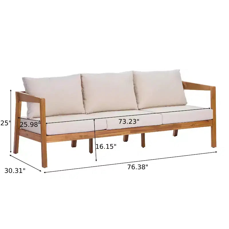 Christopher Knight Home Phachara Set da 4 Pezzi da Patio Moderno in Legno di Acacia con Cuscini e Tavolo a Doghe
