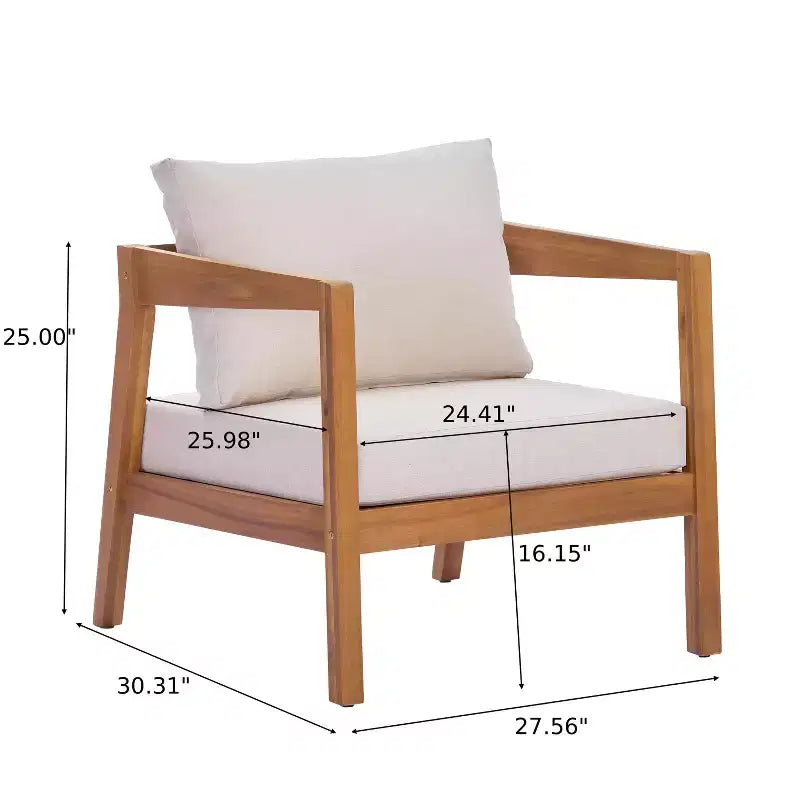 Christopher Knight Home Phachara Set da 4 Pezzi da Patio Moderno in Legno di Acacia con Cuscini e Tavolo a Doghe
