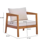 Christopher Knight Home Phachara Set da 4 Pezzi da Patio Moderno in Legno di Acacia con Cuscini e Tavolo a Doghe