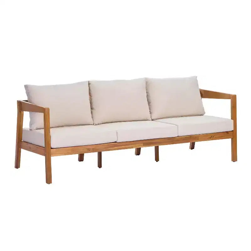 Christopher Knight Home Phachara Set da 4 Pezzi da Patio Moderno in Legno di Acacia con Cuscini e Tavolo a Doghe