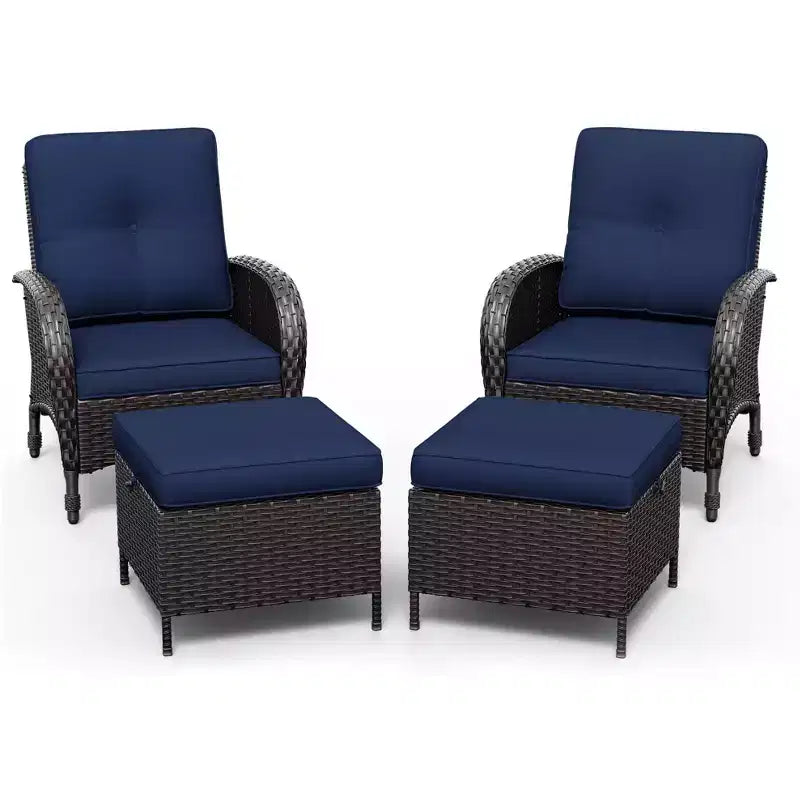 Set da patio per esterni UPTIOT: 2 sedie in vimini e 2 poggiapiedi per il massimo comfort e durata