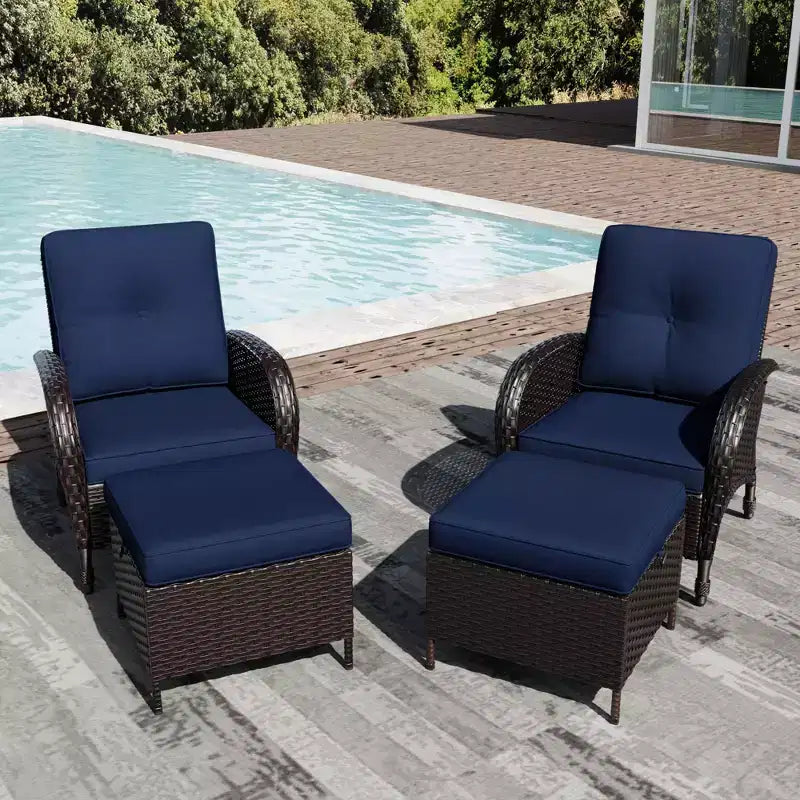 Set da patio per esterni UPTIOT: 2 sedie in vimini e 2 poggiapiedi per il massimo comfort e durata