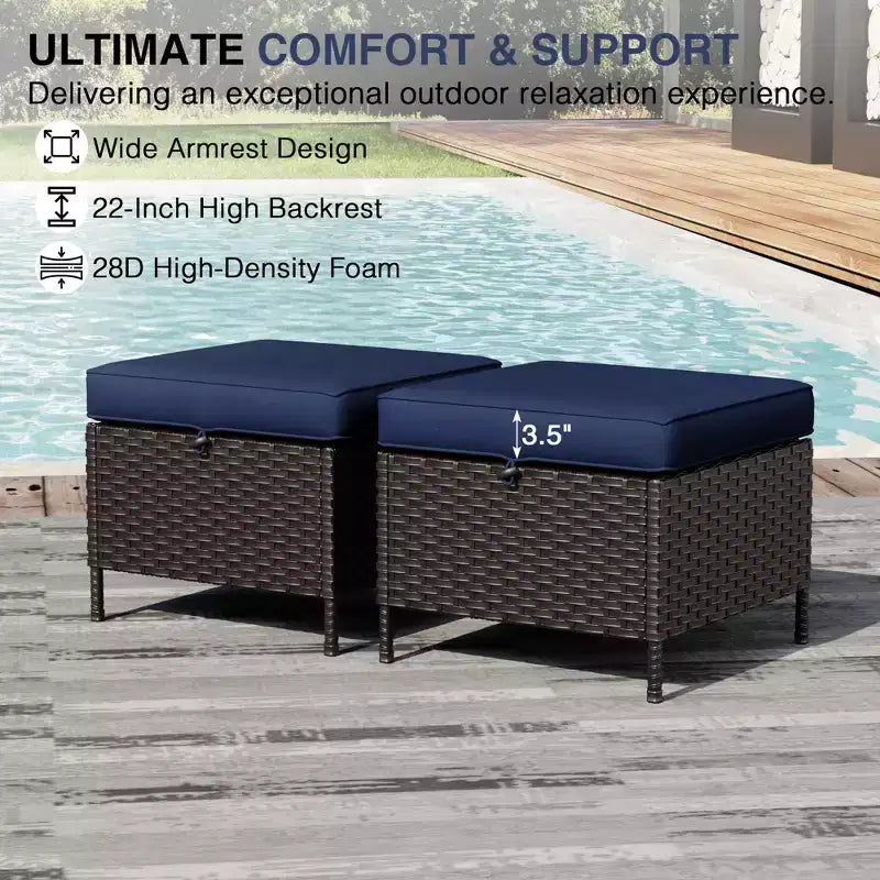 Set da patio per esterni UPTIOT: 2 sedie in vimini e 2 poggiapiedi per il massimo comfort e durata